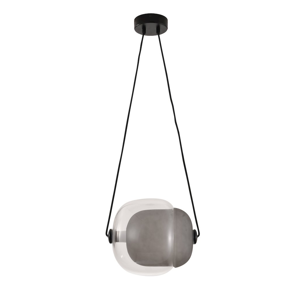 1-Light Black LED Pendant With A Clear And Smoke Glass Shade. Picture 2