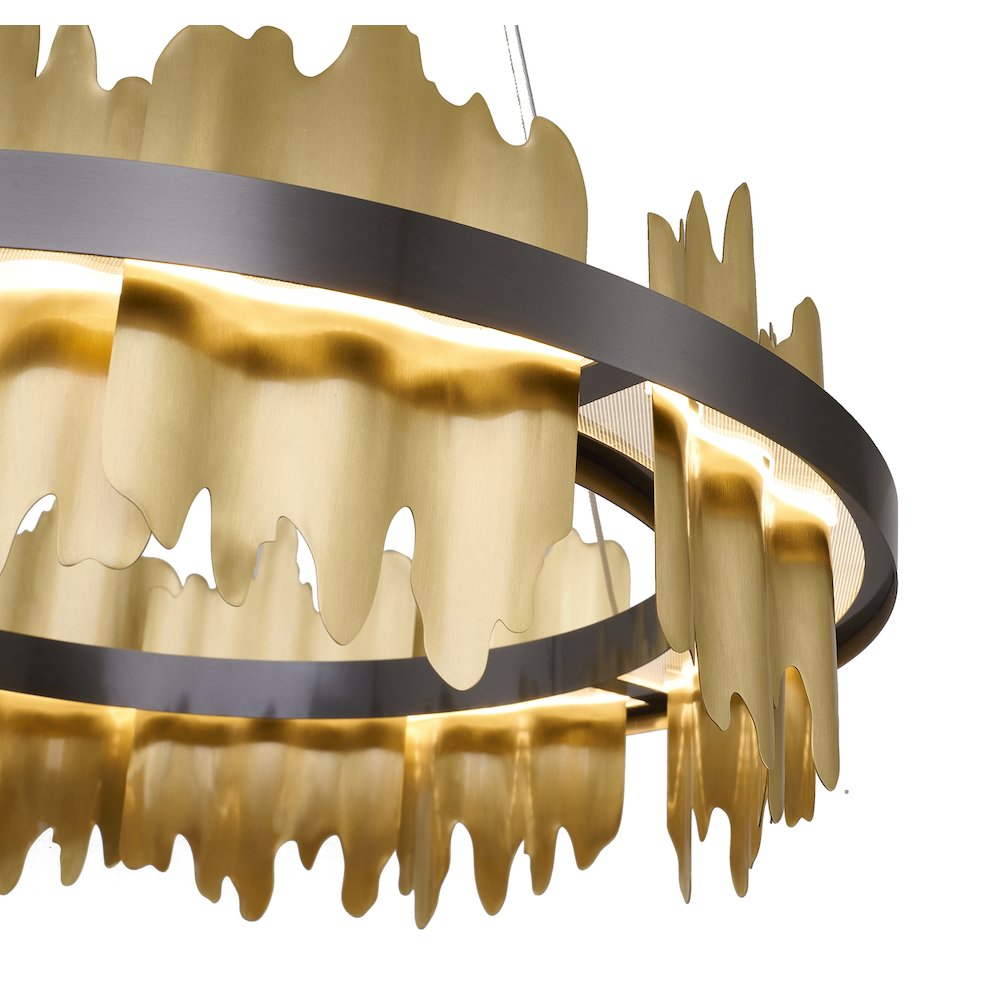 1-Light Black Stainless Steel LED Chandelier With Brass Copper. Picture 5