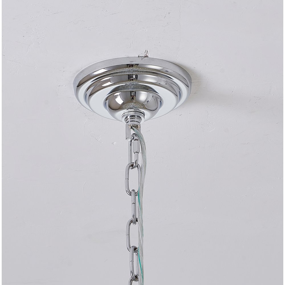 14-Light Chrome Metal Chandelier With Clear Crystals. Picture 5