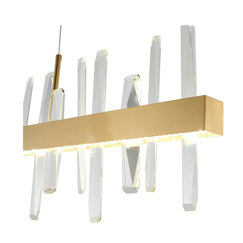 1-Light Gold Stainless Steel LED Chandelier With Clear Crystals. Picture 4