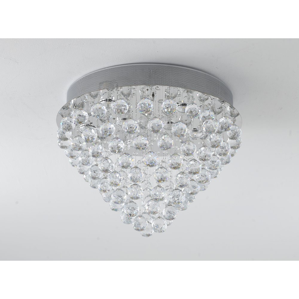 9-Light Chrome Flush Mount With Clear Crystals. Picture 4