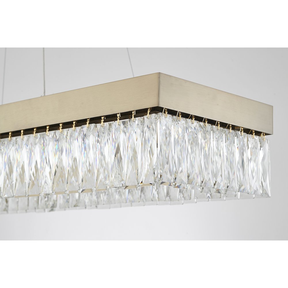 4-Light Gold Hairline LED Chandelier With Clear Crystals. Picture 4