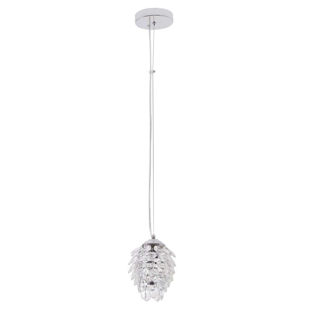 Single Pendant Lighting Chrome Iron & Crystal. Picture 2