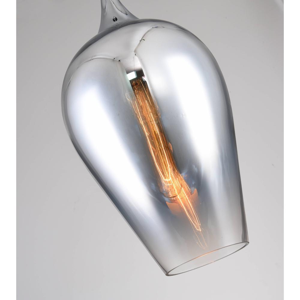 Single Pendant Lighting Chrome Metal & Glass. Picture 3