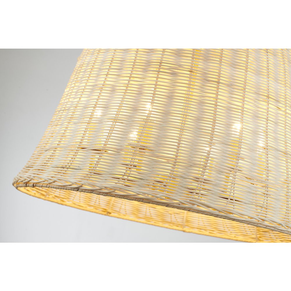 6-Light Brass Chandelier With A Natural White Wood Vine Basket Shade. Picture 4