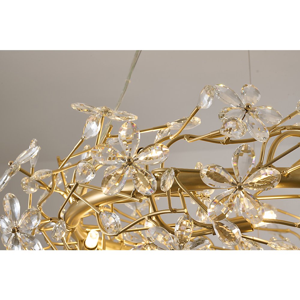 12-Light Gold Aluminum Chandelier With Clear Crystals. Picture 3