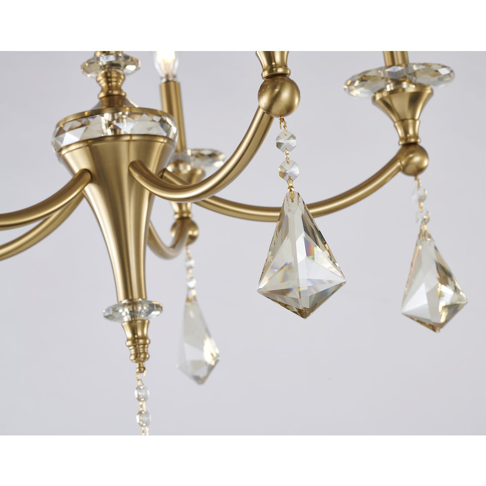 5-Light Satin Brass Chandelier With Clear And Champagne Crystals. Picture 4