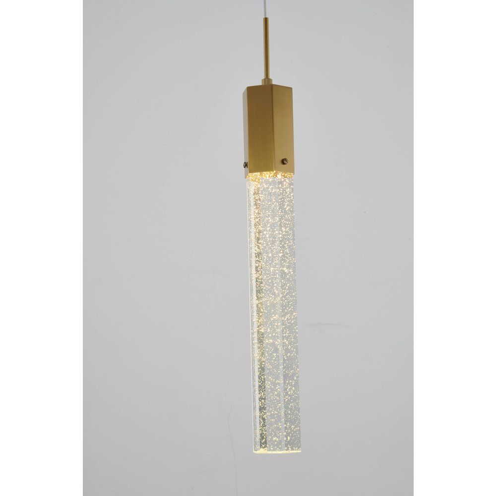 1-Light Gold Single Pendant With A Clear Bubble Crystal. Picture 3