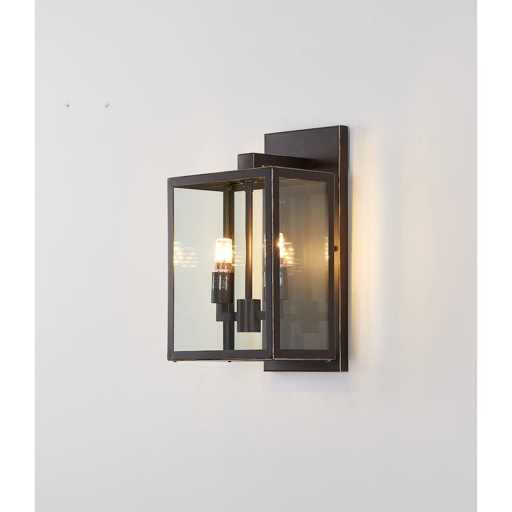 2-Light Oil Bronzed Black Outdoor Wall Sconce With A Glass Shade. Picture 3