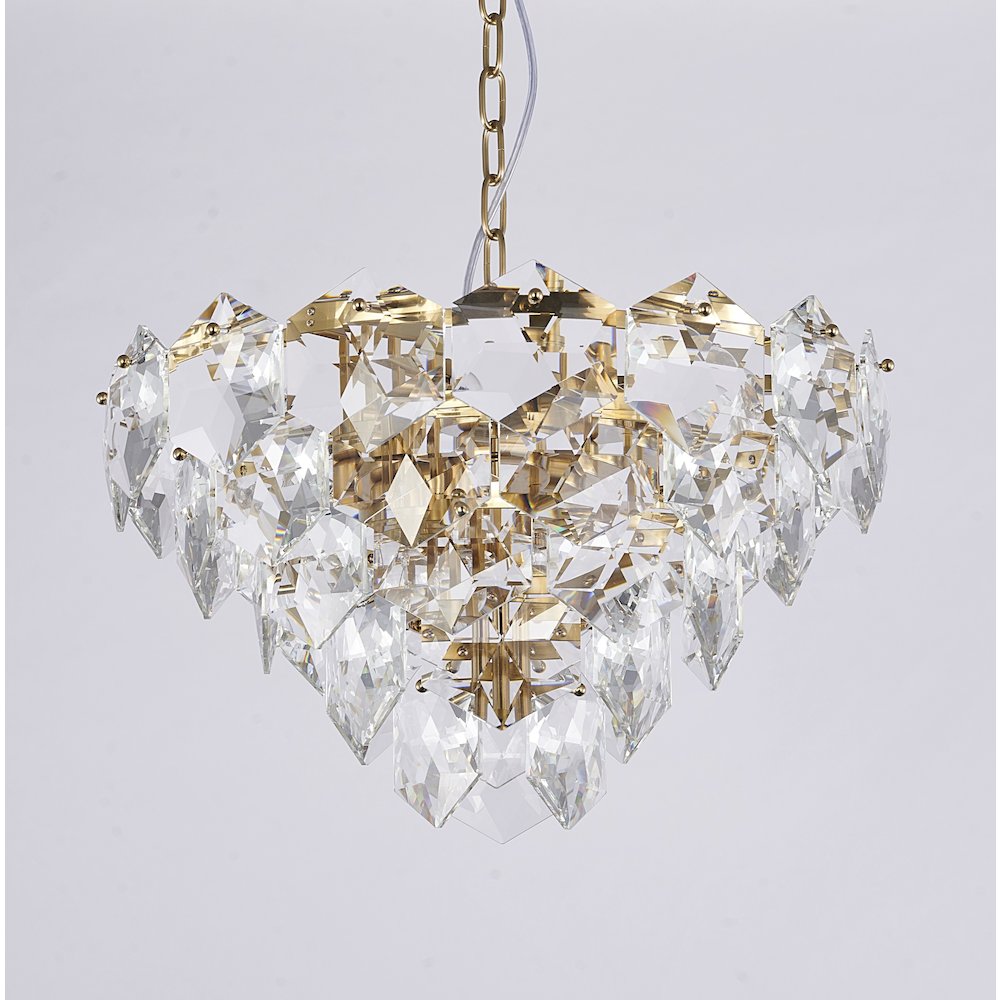 9-Light Gold Chandelier With Clear Crystals. Picture 3