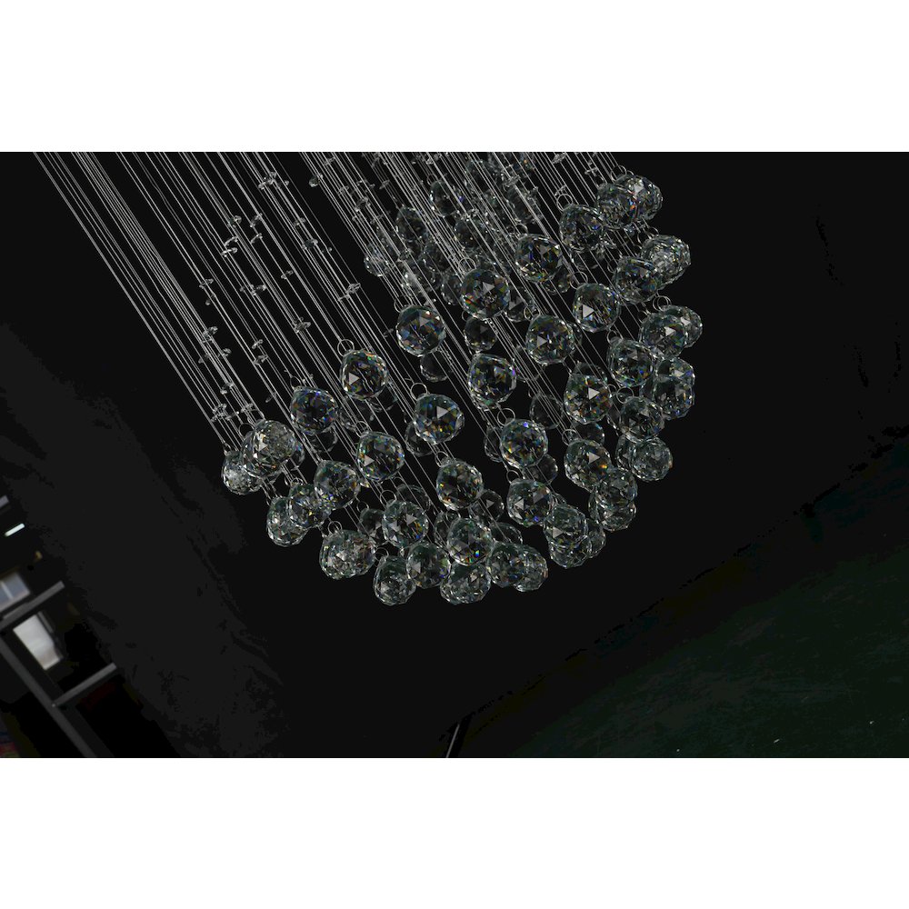 16-Light Chrome Chandelier With Clear Hanging Crystals And Beads. Picture 5