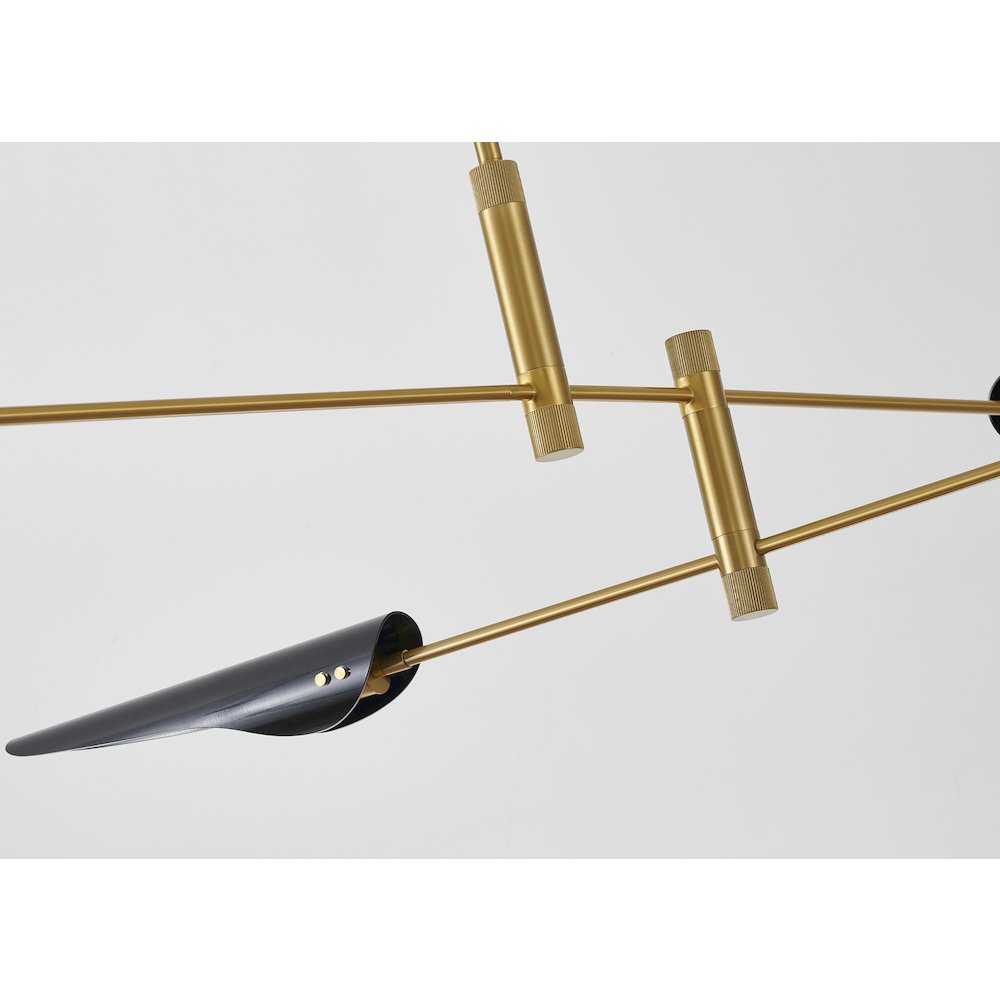 4-Light Gold Chandelier With Black Shades. Picture 5