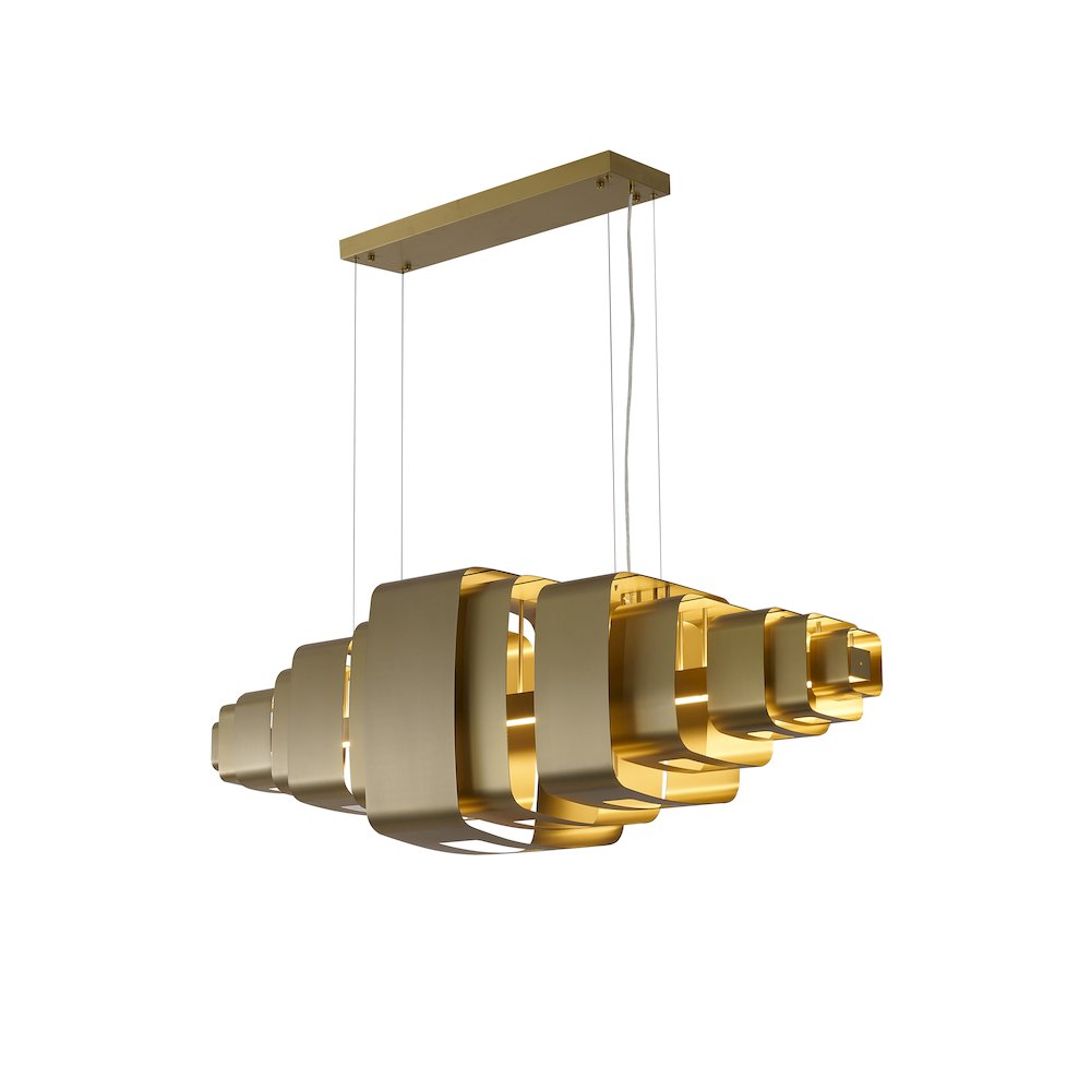 1-Light Satin Brass Stainless Steel LED Chandelier. Picture 1
