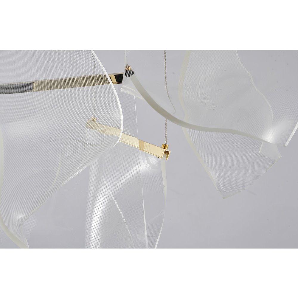 6-Light Gold LED Chandelier With Acrylic Pendants. Picture 5