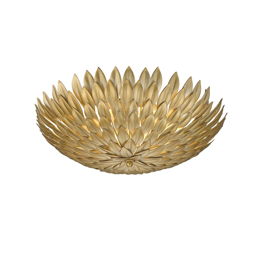 3-Light Gold Leaf Petal Flush Mount. Picture 2