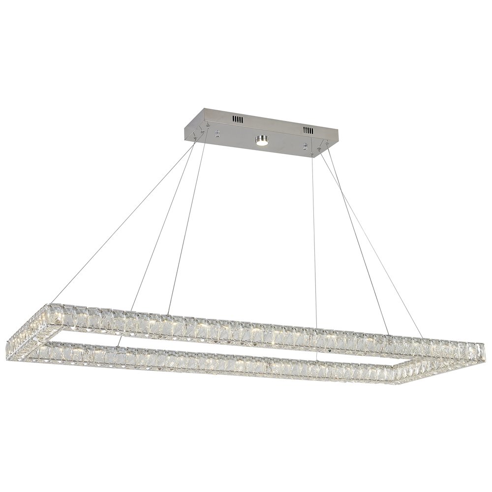 4-Light Chrome Dimmable LED chandelier With Clear Crystal Accents. Picture 1