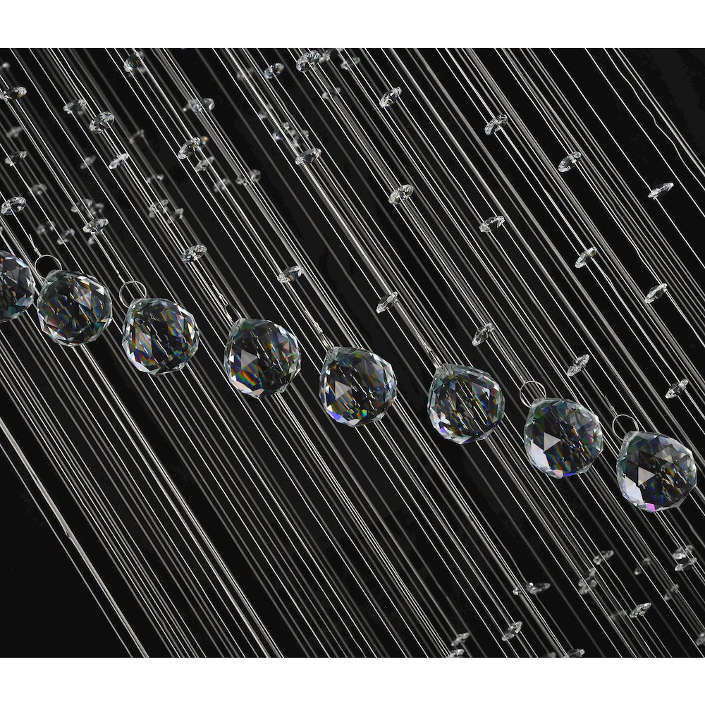 9-Light Chrome Chandelier With Clear Hanging Crystals And Beads. Picture 3
