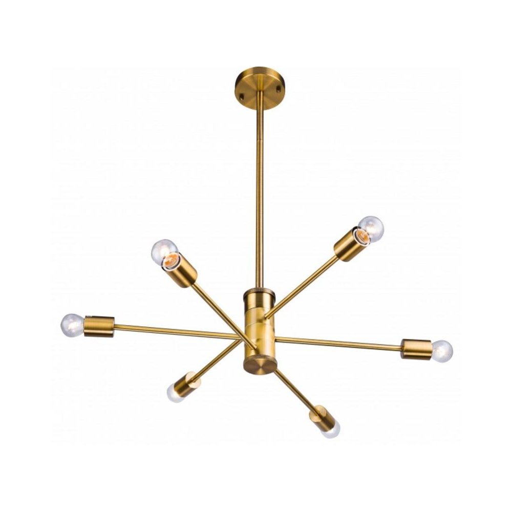 6-Light Gold Chandelier With Six Arms. Picture 1