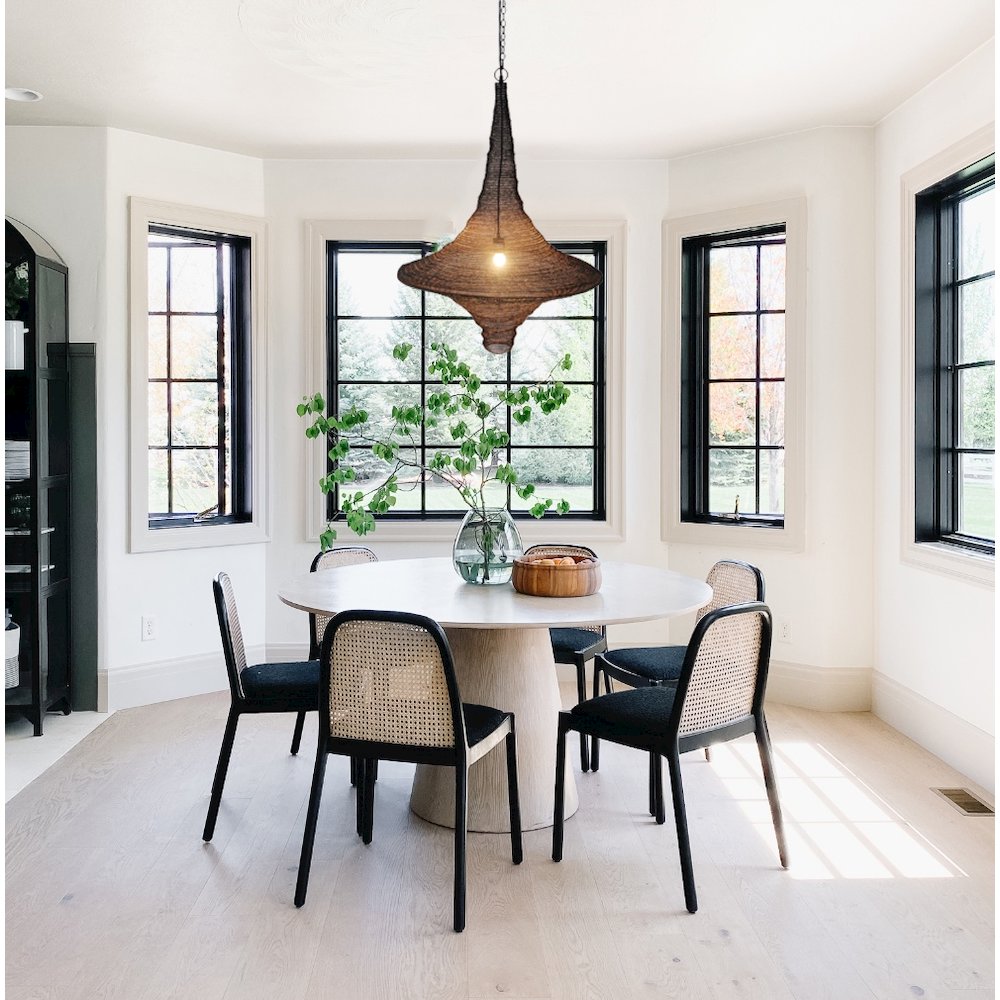 1-Light Satin Black Pendant With A Chain Basket Shade. Picture 7