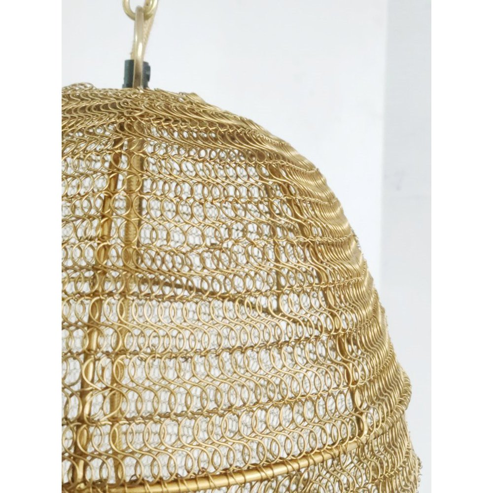 1-Light Gold Pendant With A Chain Basket Shade. Picture 3