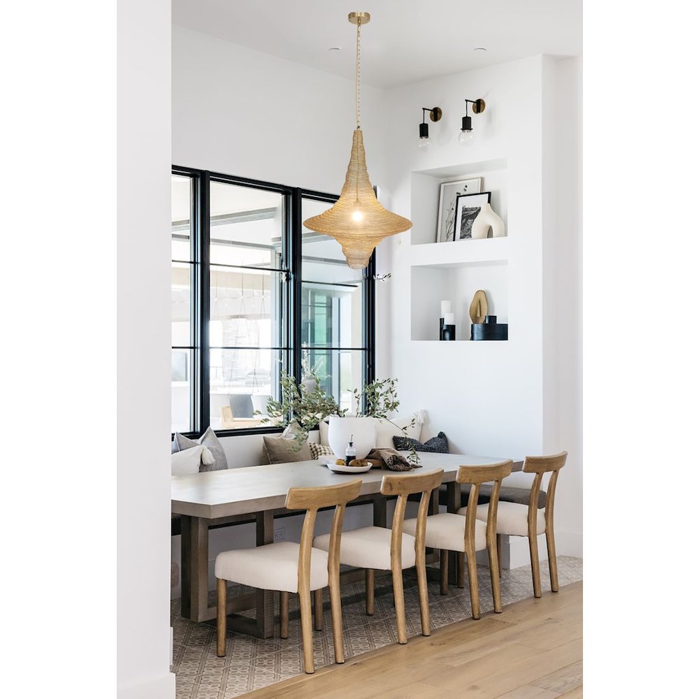 1-Light Gold Pendant With A Chain Basket Shade. Picture 7