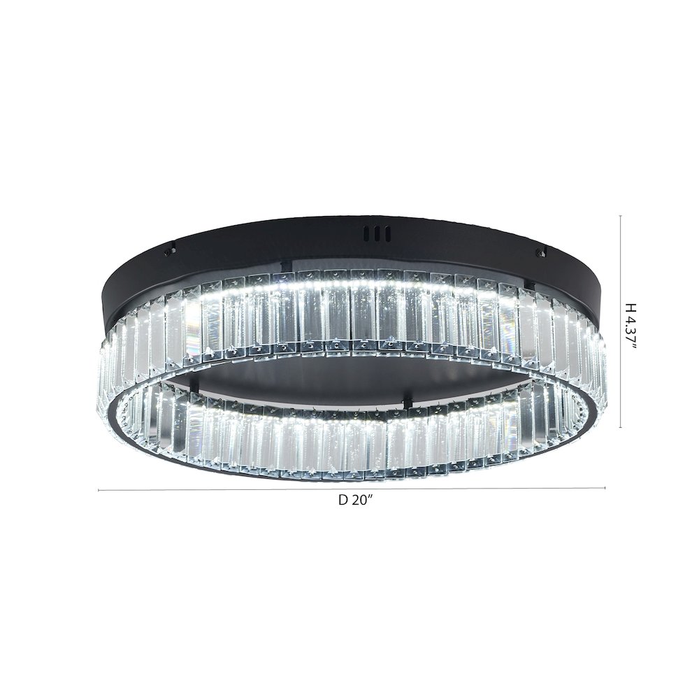 1-Light Satin Black Dimmable LED Flush Mount With Clear Crystals. Picture 7