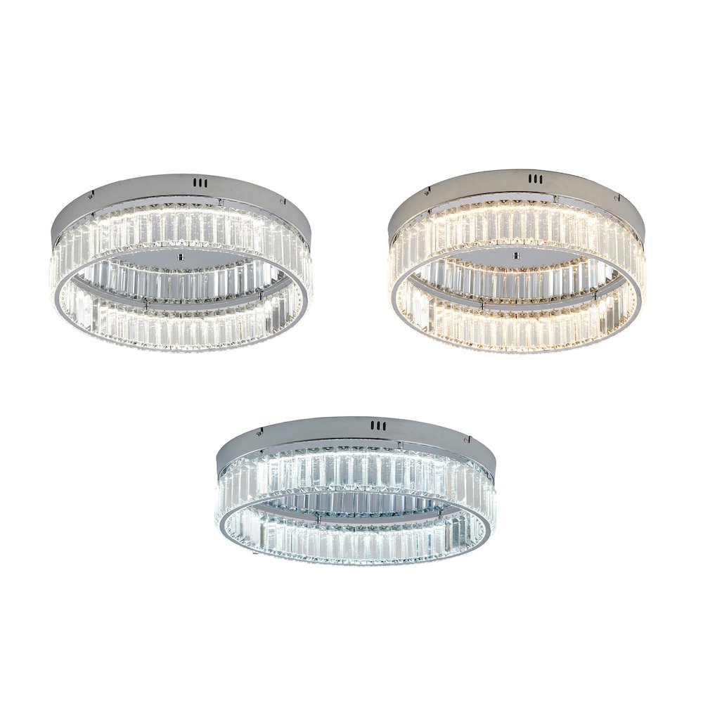 1-Light Chrome Dimmable LED Flush Mount With Clear Crystals. Picture 5