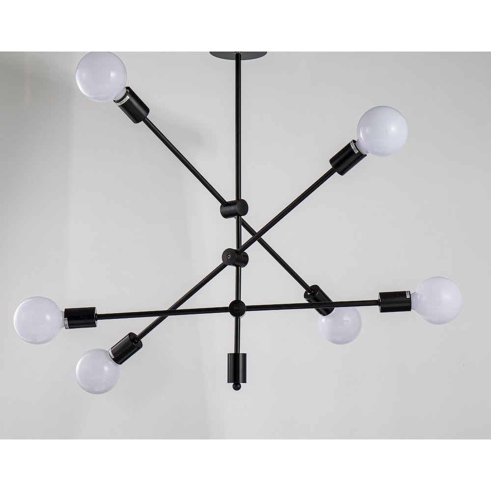 6-Light Matte Black Metal Sputnik Chandelier. Picture 2