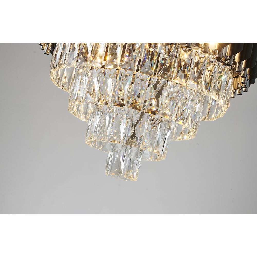 8-Light Chrome And Black Chandelier With Clear Crystals. Picture 5