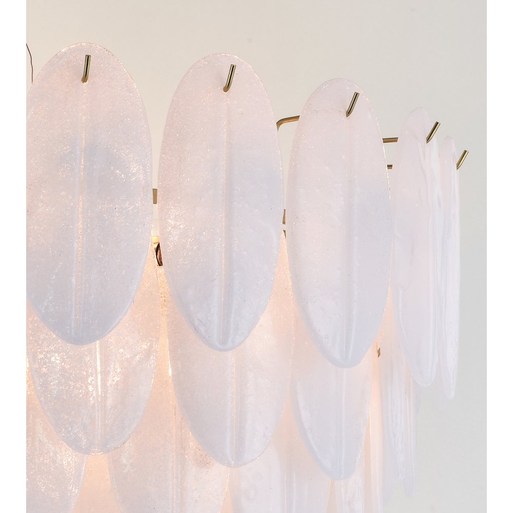 22-Light Brass Chandelier With Frosted Petal Glass. Picture 4