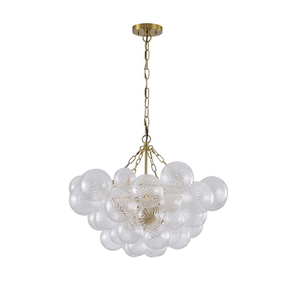 8-Light Brass Chandelier With Clear Swirl Glass Accents. Picture 2