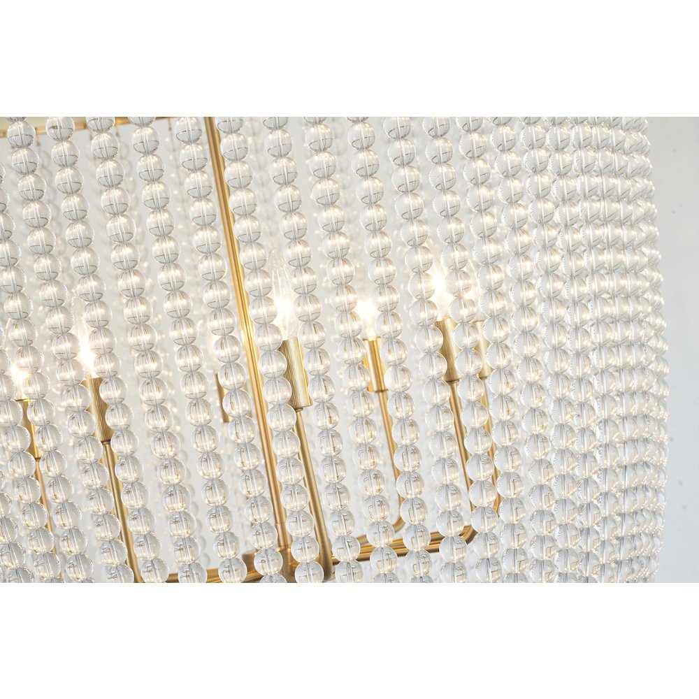8-Light Gold Chandelier With Clear Beaded hanging Glass. Picture 4