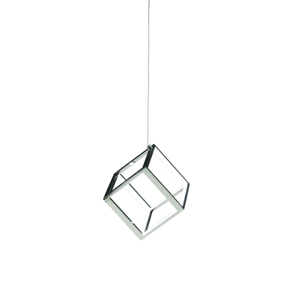 12-Light Shiny Nickel Aluminum LED Pendant With White Acrylic Diffusers. Picture 1