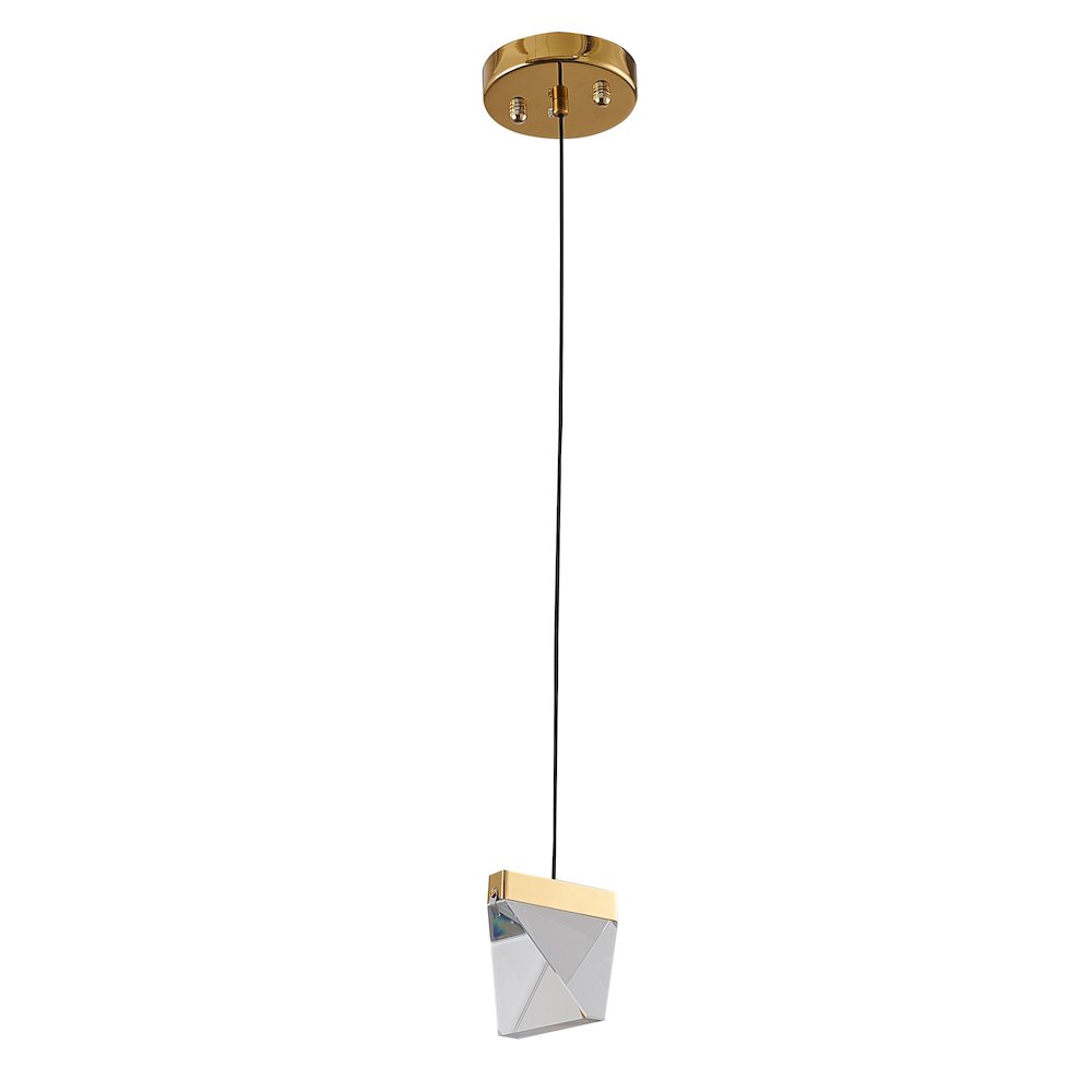 1-Light Brass Iron LED Pendant With A Clear Crystal. Picture 3