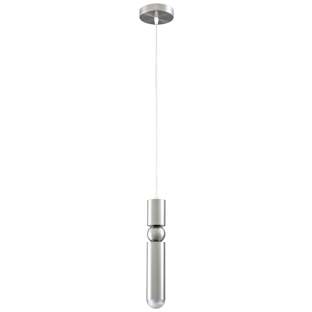 1-Light Shiny Nickel Single Pendant With A Frosted Glass Diffuser. Picture 2