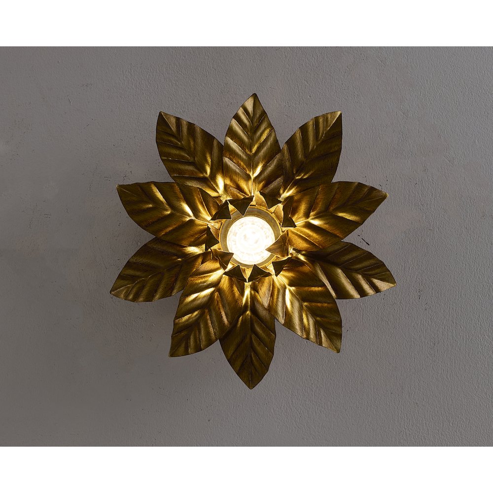 1-Light Metal Flower Flush Mount With Petals Surround. Picture 5