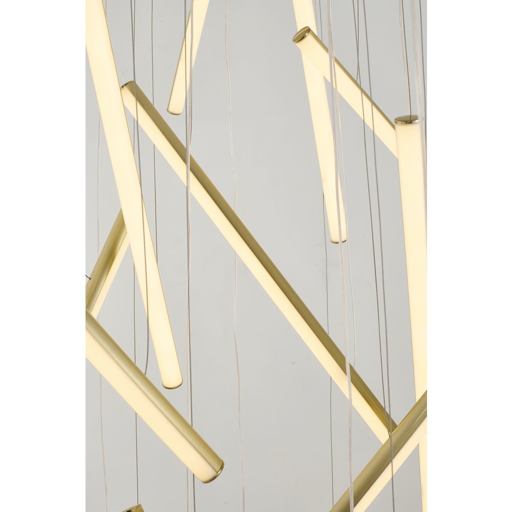 18-Light Brass Metal LED Chandelier With White Acrylic Diffusers. Picture 4