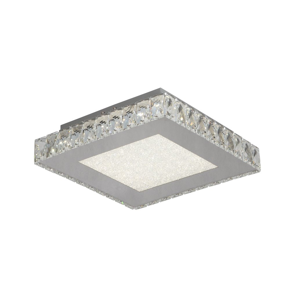 1-Light Chrome LED Chandelier With Clear Crystals. Picture 1