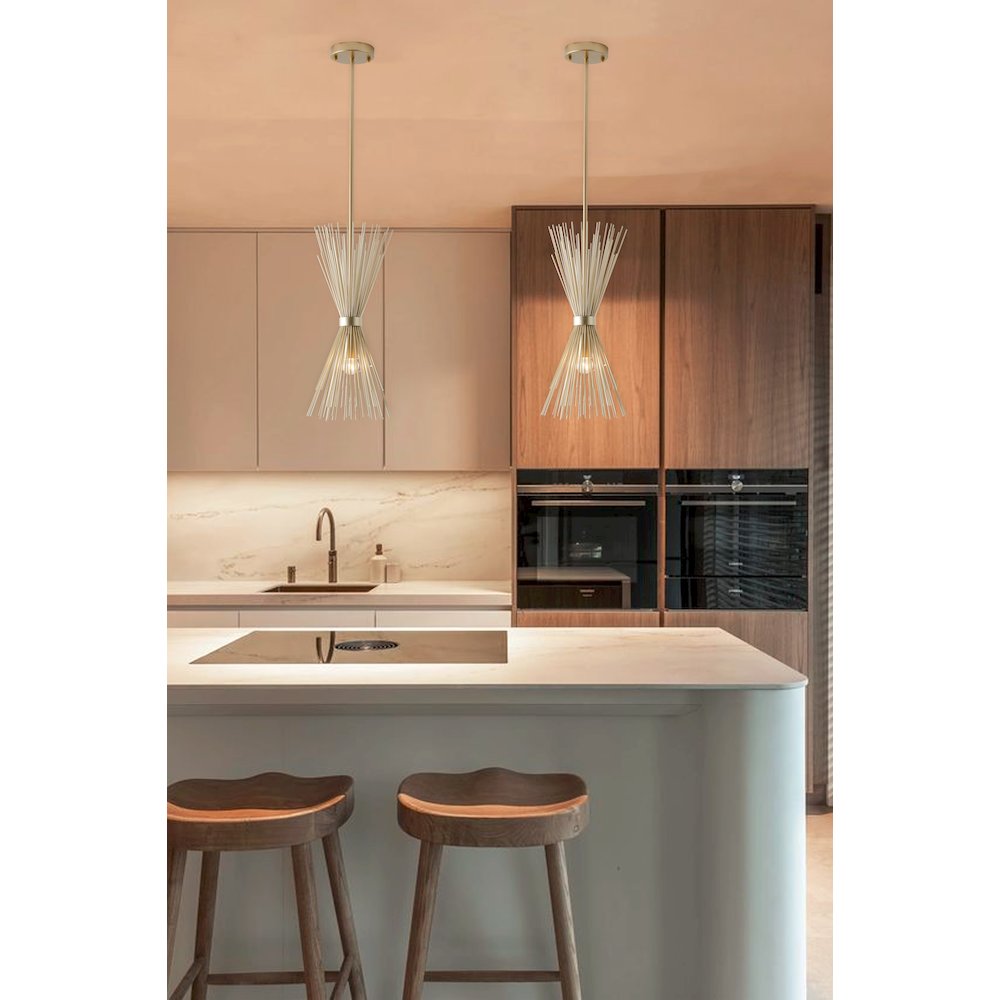 1-Light Gold Iron Pendant With A Spiked Cone Shade. Picture 6