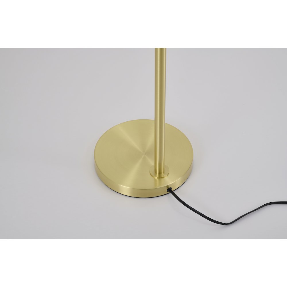 1-Light Satin Brass Metal Floor Lamp With A Metal Shade. Picture 5