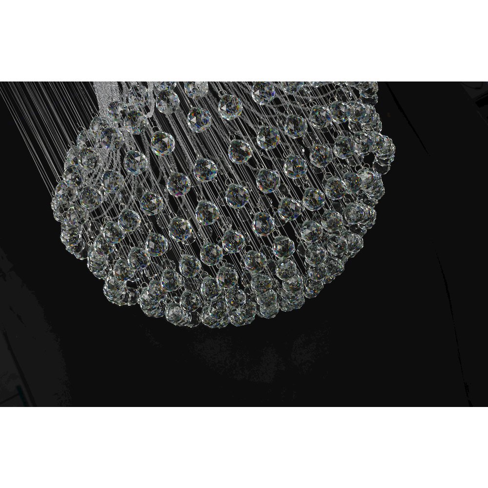 12-Light Chrome Stainless Steel Flushed Chandelier With Clear Crystals. Picture 2