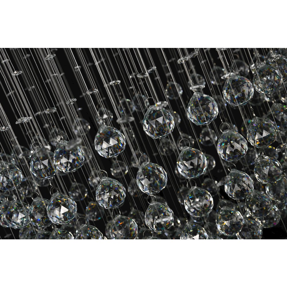 12-Light Chrome Chandelier With Clear Hanging Crystals And Beads. Picture 6