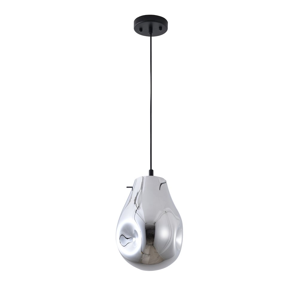1-Light Black Single Pendant With A Silver Glass Shade. Picture 2