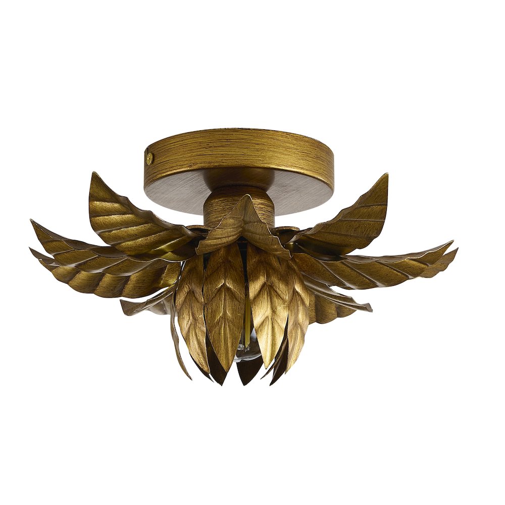 1-Light Metal Flower Flush Mount With Petals Surround. Picture 2
