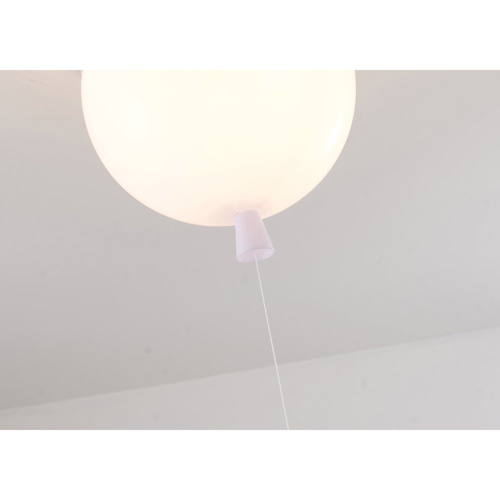 1-Light white acrylic semi flush mount in a balloon shape. Picture 5