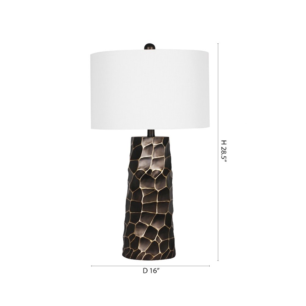 1-Light oil rubbed bronze table lamp with a white linen shade. Picture 2