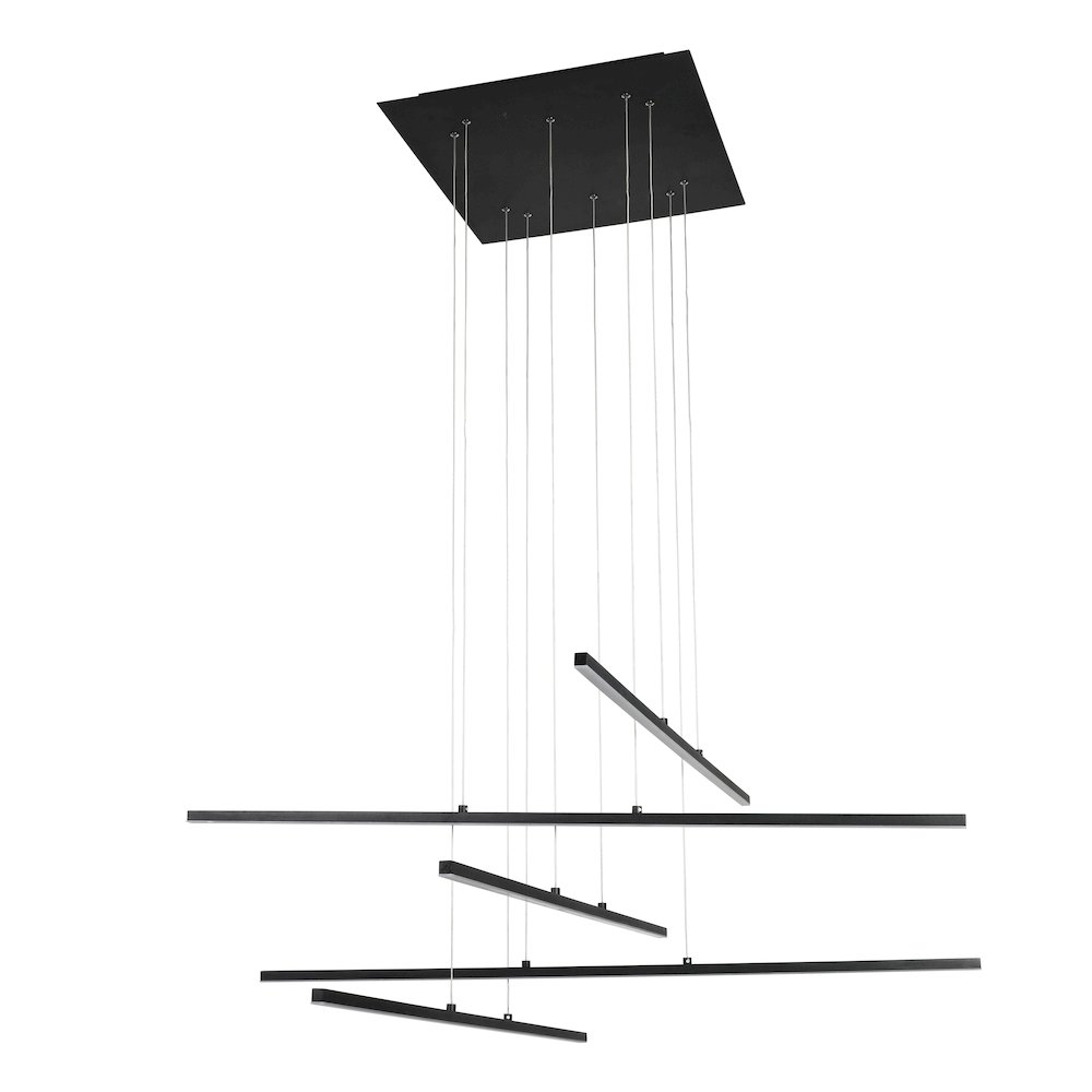 5-Light Matte Black Metal LED Chandelier With Selectable LED Color Temperature. Picture 2