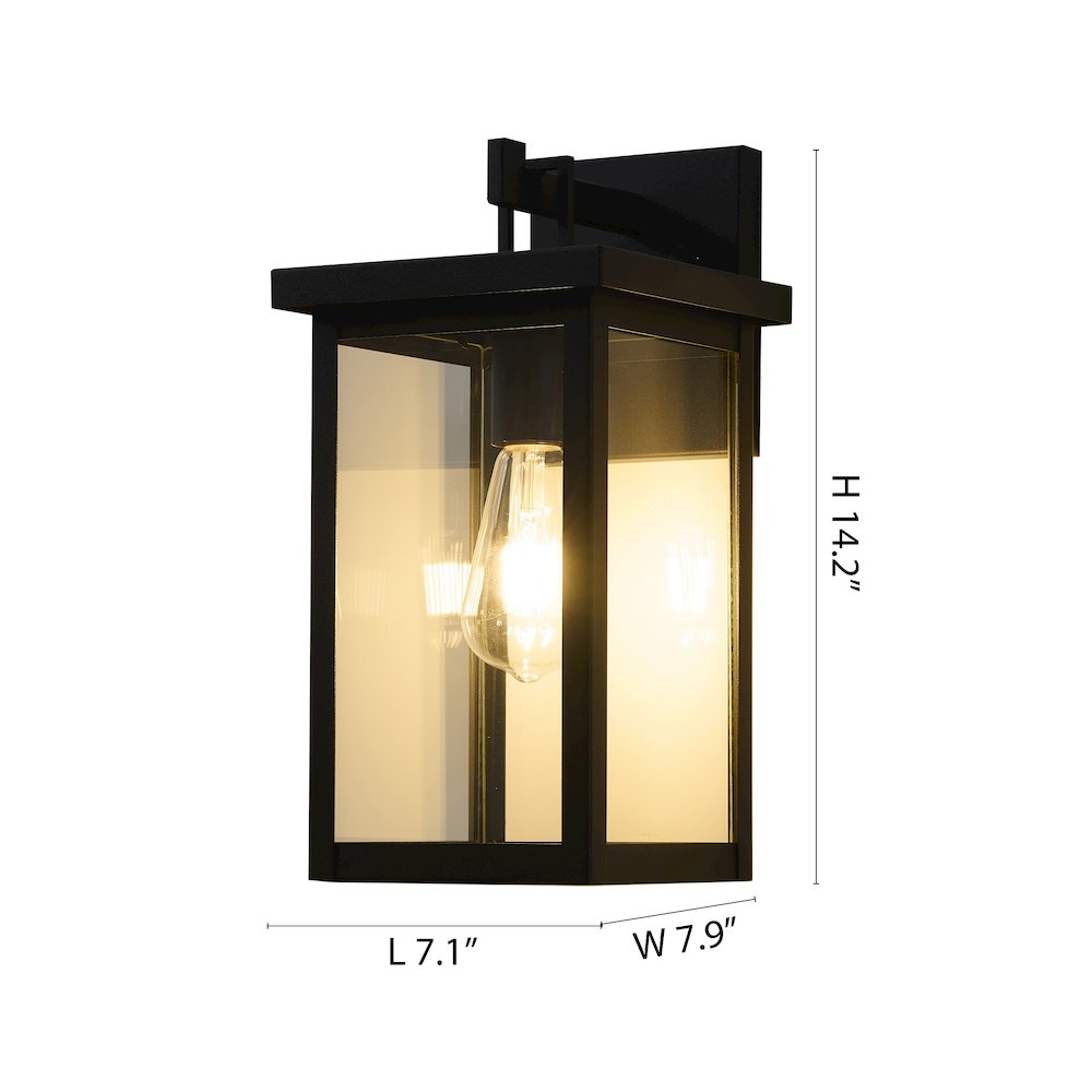 1-Light Matte Black Outdoor Wall Sconce With A Clear Glass Shade. Picture 5