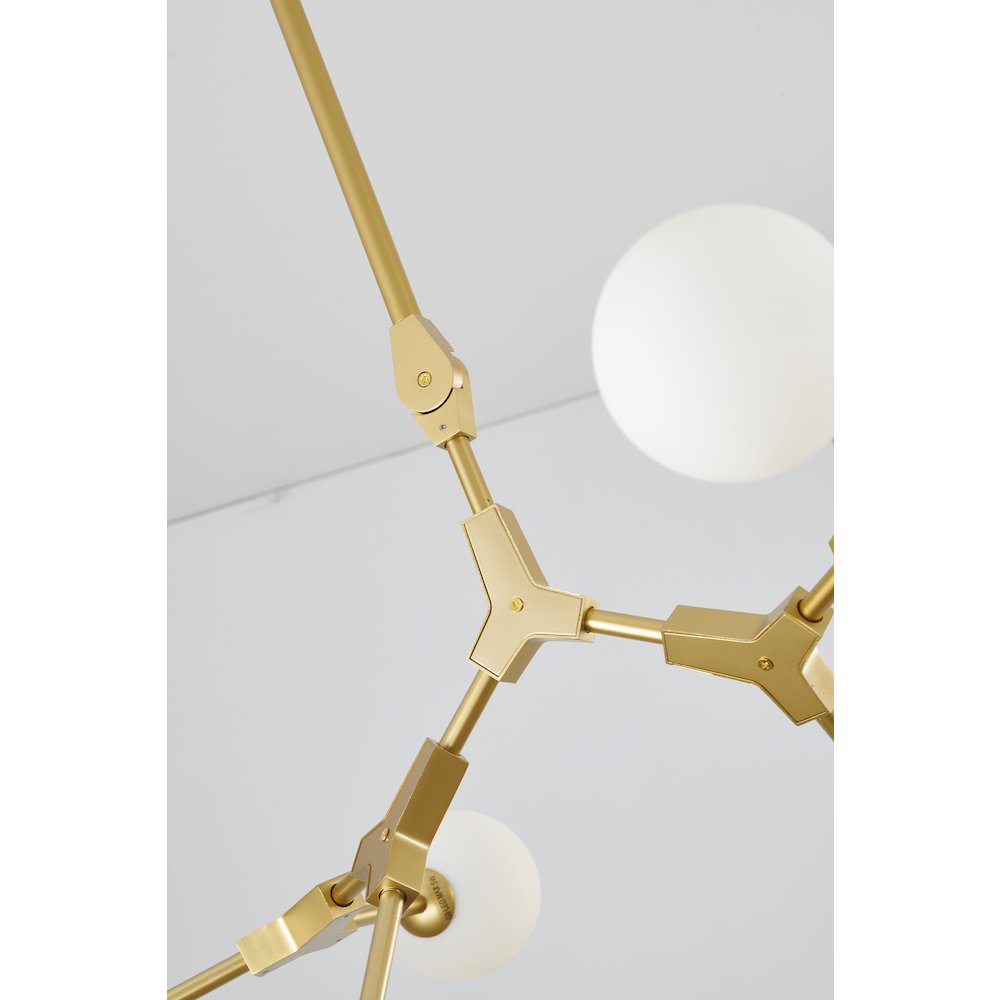 6-Light Gold Chandelier With White Glass Shades. Picture 3
