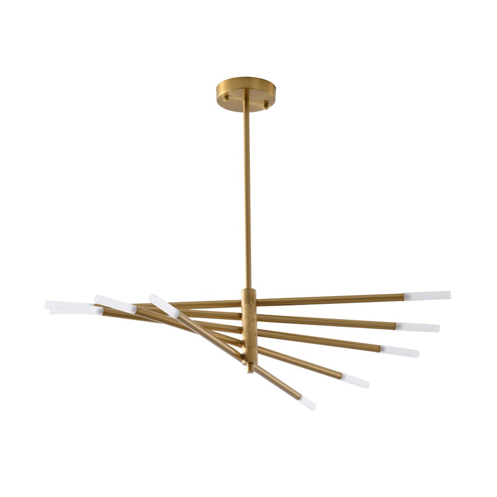 10-Light Gold Iron Chandelier With frosted Glass Shades. Picture 2